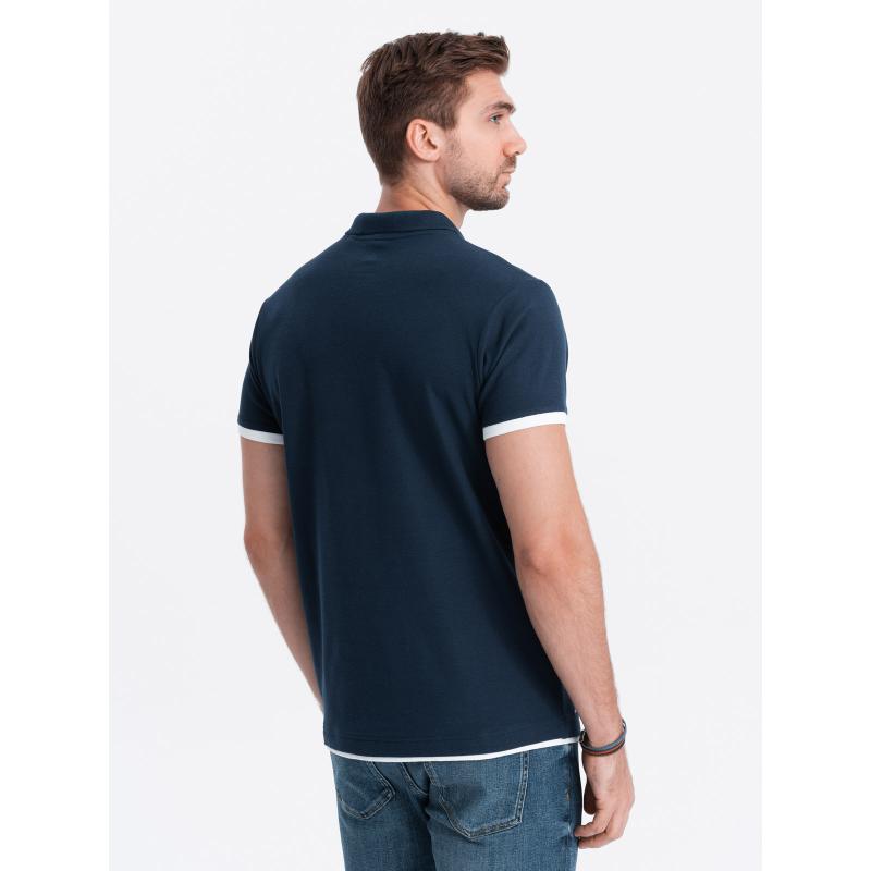 Pánská bavlněná polokošile V4 OM-POSS-0113 tmavě modrá 