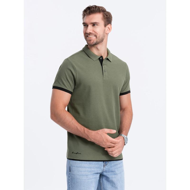 Férfi pamut pólóing V6 OM-POSS-0113 olívazöld