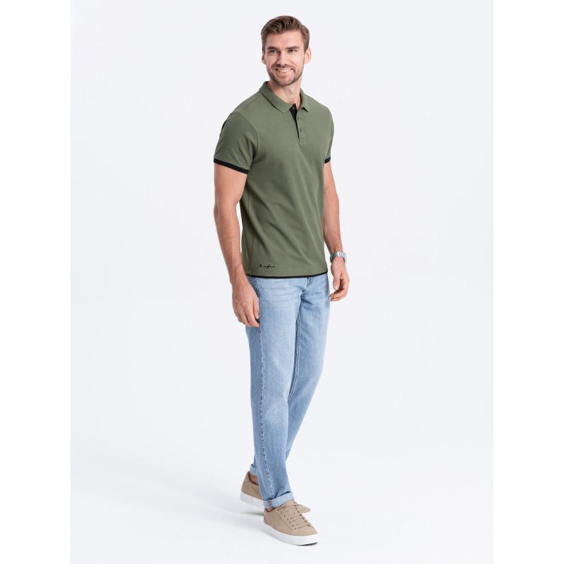 Férfi pamut pólóing V6 OM-POSS-0113 olívazöld