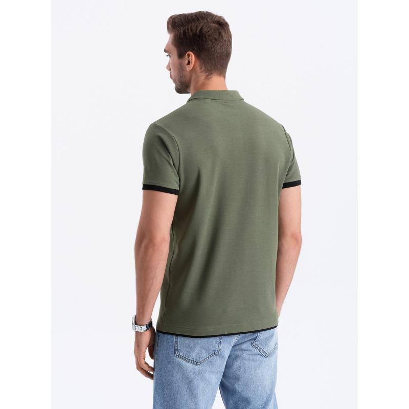 Férfi pamut pólóing V6 OM-POSS-0113 olívazöld