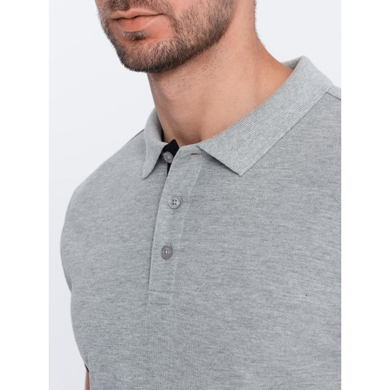 Pánská bavlněná polokošile V7 OM-POSS-0113 světle šedá 