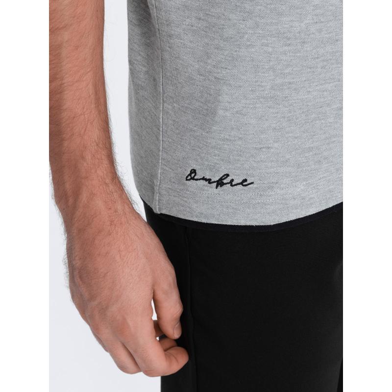 Pánská bavlněná polokošile V7 OM-POSS-0113 světle šedá 