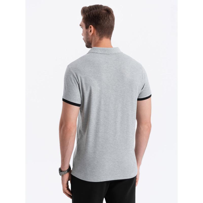 Pánská bavlněná polokošile V7 OM-POSS-0113 světle šedá 