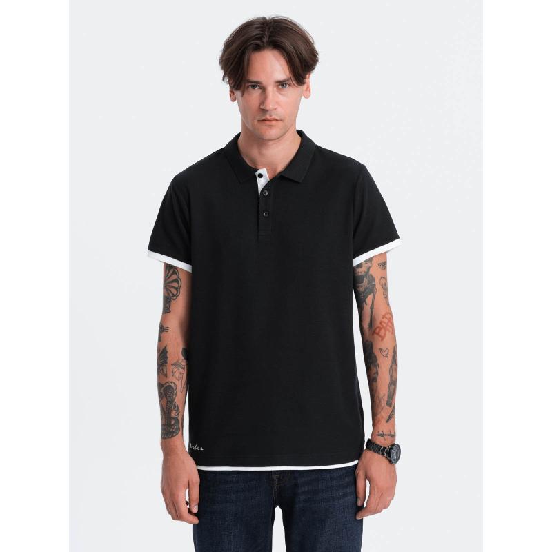 Pánská bavlněná polokošile V8 OM-POSS-0113 černá 