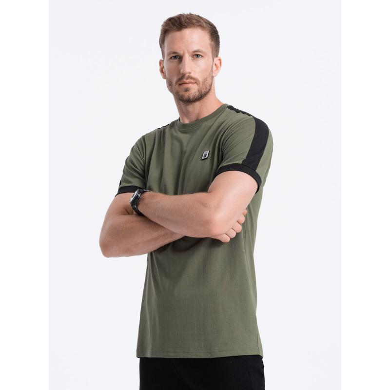 Pánske bavlnené tričko V4 S1632 olivové