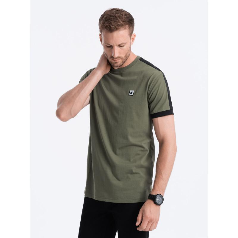 Pánske bavlnené tričko V4 S1632 olivové