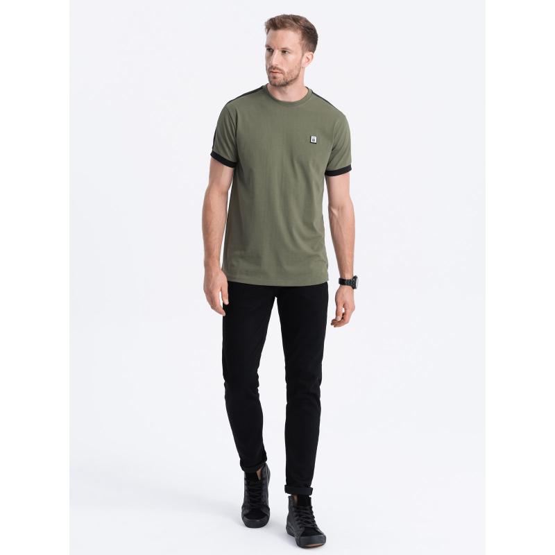 Pánske bavlnené tričko V4 S1632 olivové