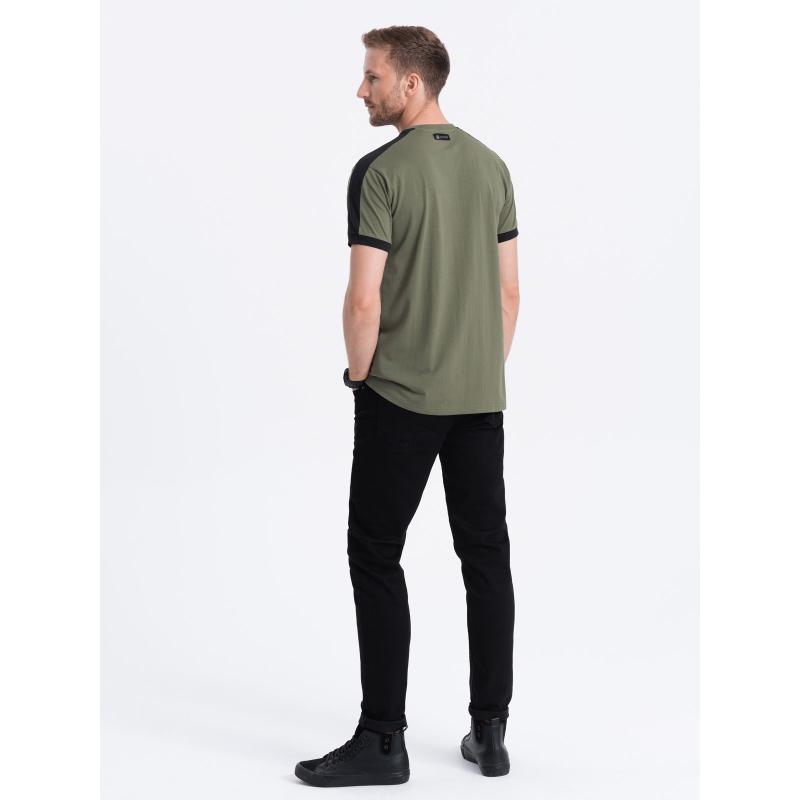 Pánske bavlnené tričko V4 S1632 olivové