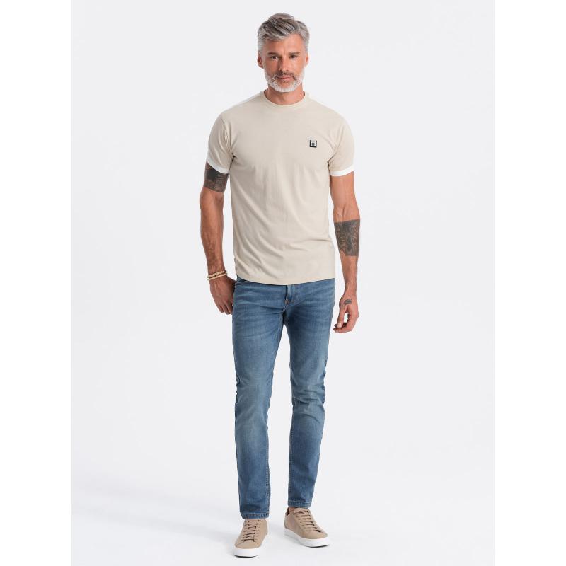 Pánske bavlnené tričko V7 S1632 krémové