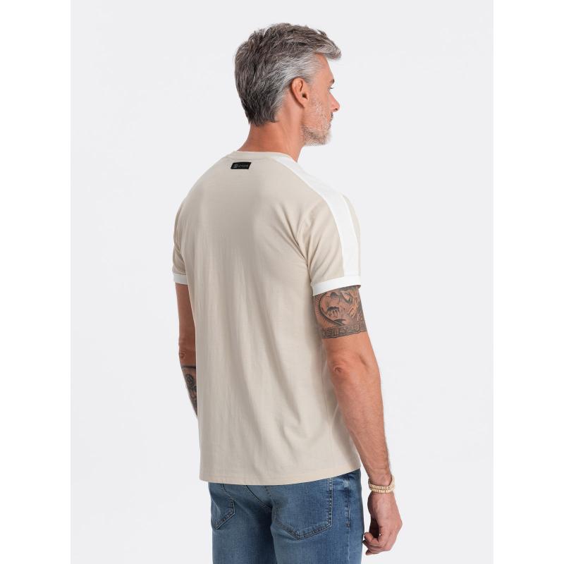 Pánske bavlnené tričko V7 S1632 krémové
