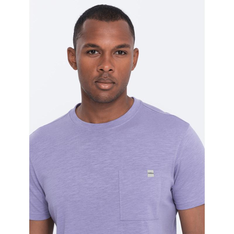 Pánské pletené tričko s kapsou V1 S1621 fialové 