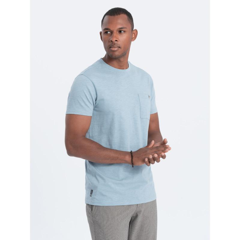 Pánske pletené tričko s vreckom V4 S1621 modré