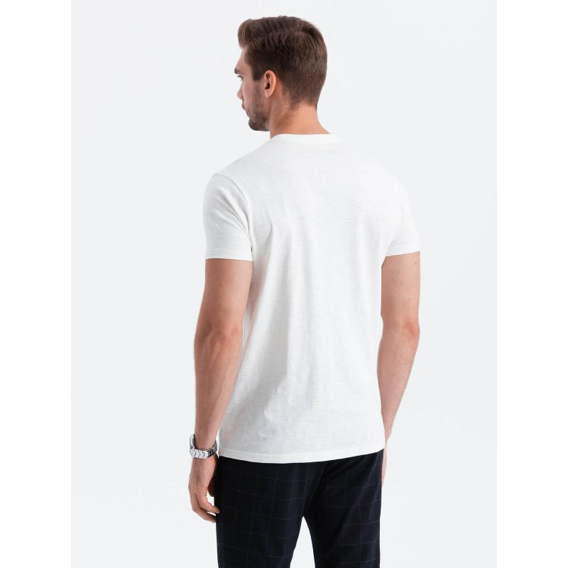 Pánské pletené tričko s kapsičkou V7 S1621 ecru 