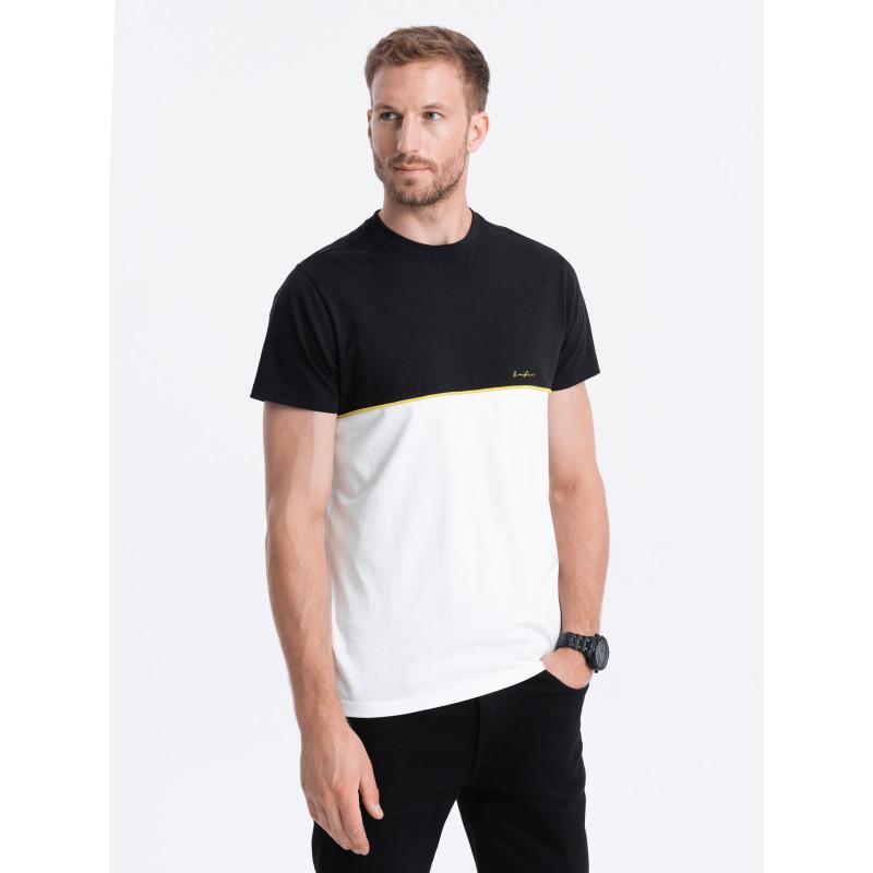 Pánské dvoubarevné bavlněné tričko V2 S1619 černobílé 