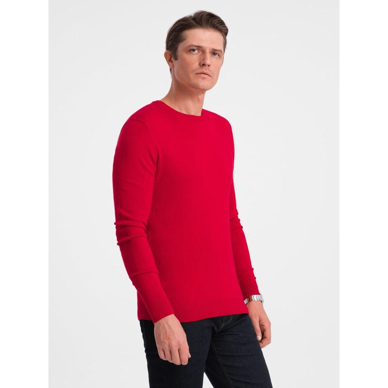 Pánsky sveter s okrúhlym výstrihom V5 OM-SWBS-0106 červený