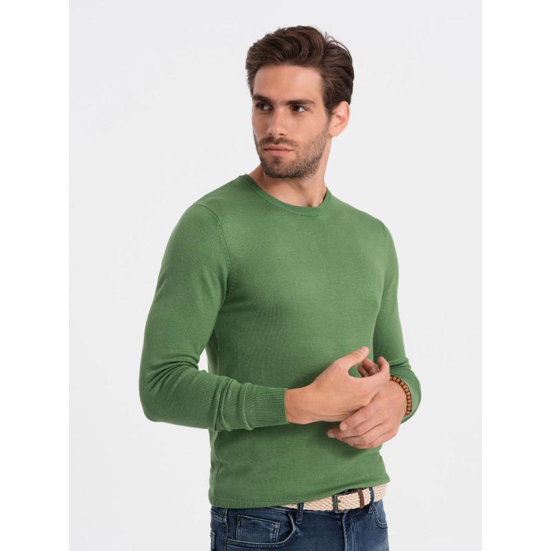 Pánský svetr s kulatým výstřihem V13 OM-SWBS-0106 zelený 