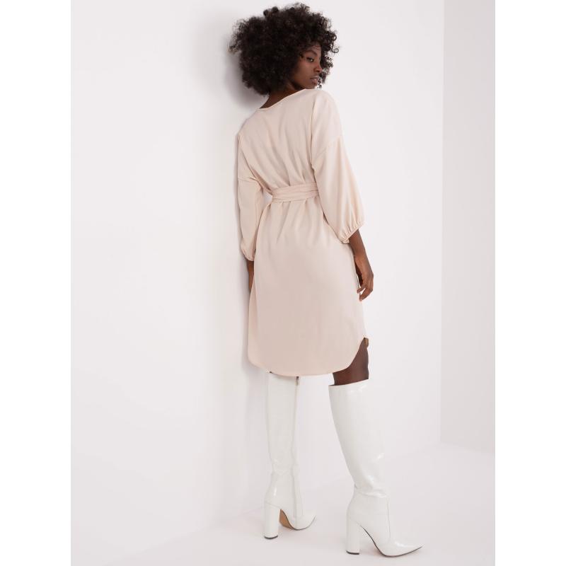 Dámské šaty s 3/4 rukávy RUE PARIS světle béžové 