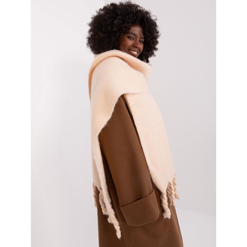 Női sál rojtokkal KIPA bézs színű