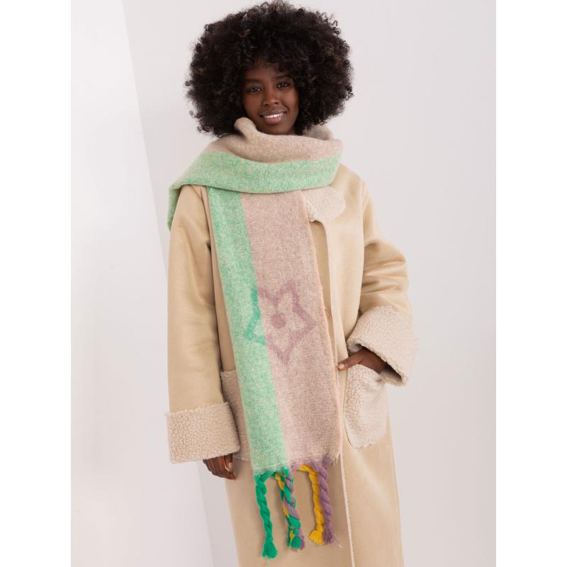 Női téli mintás sál PAT bézs színű