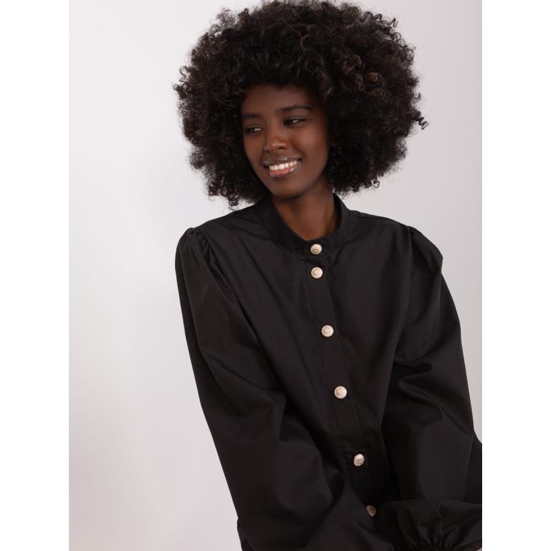 Dámska košeľa s buffovým rukávom čierna