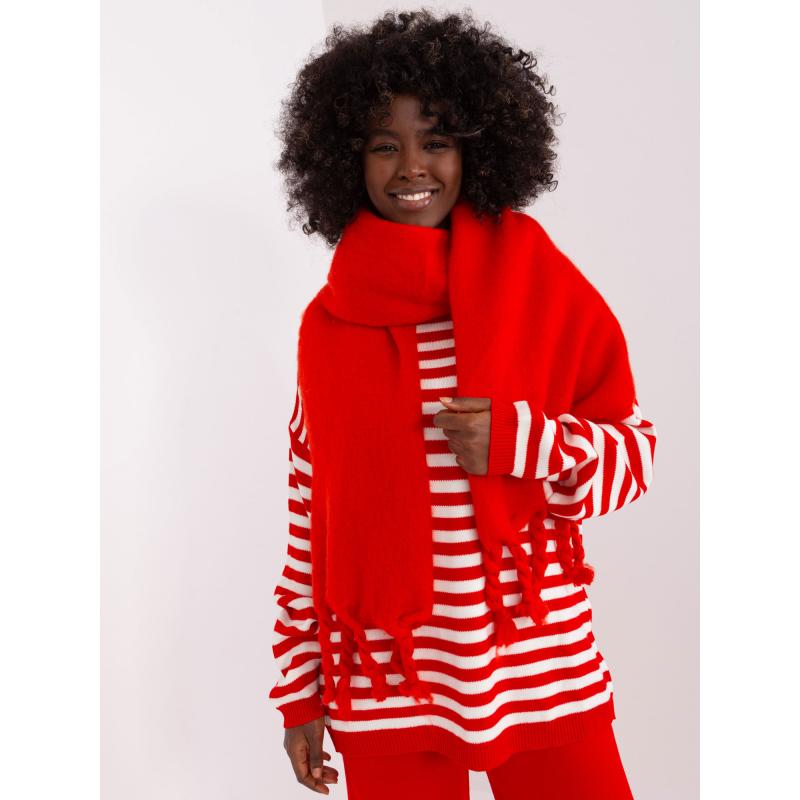 Női sál rojtokkal GEMA piros