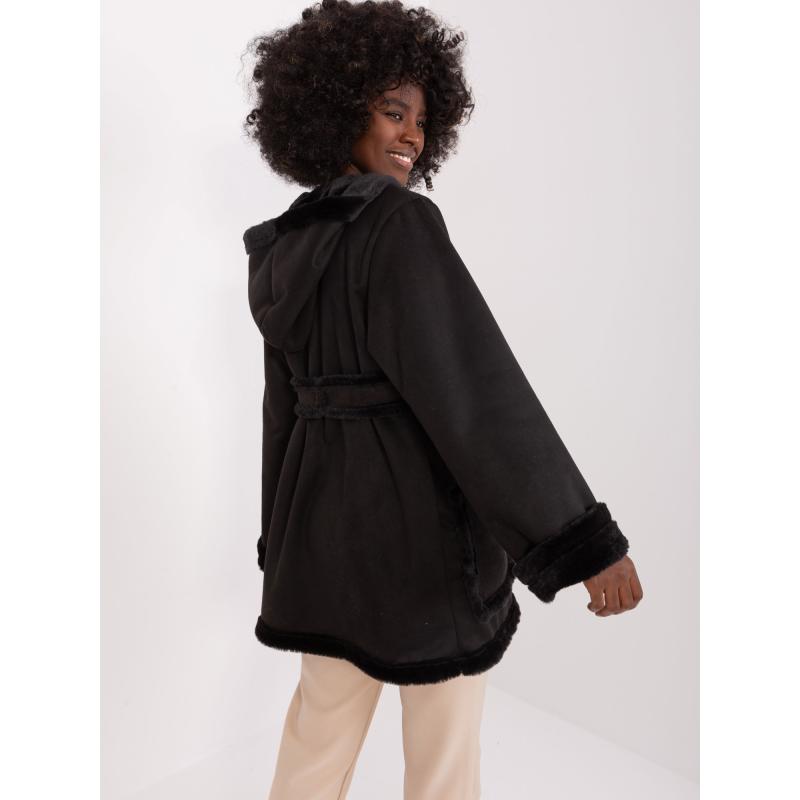 Dámský kabát s kapsami černý 