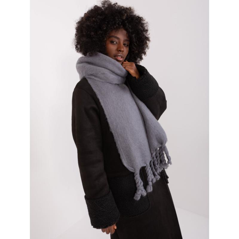 Dámská šála s třásněmi OVAS tmavě šedá 