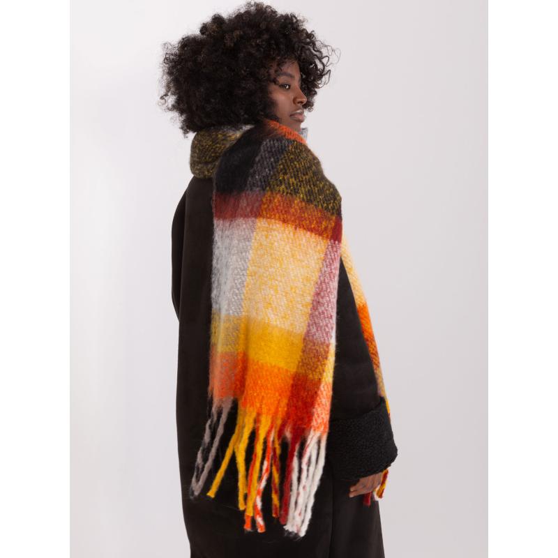 Dámská šála teplá kostkovaná NECK oranžovo-černá 