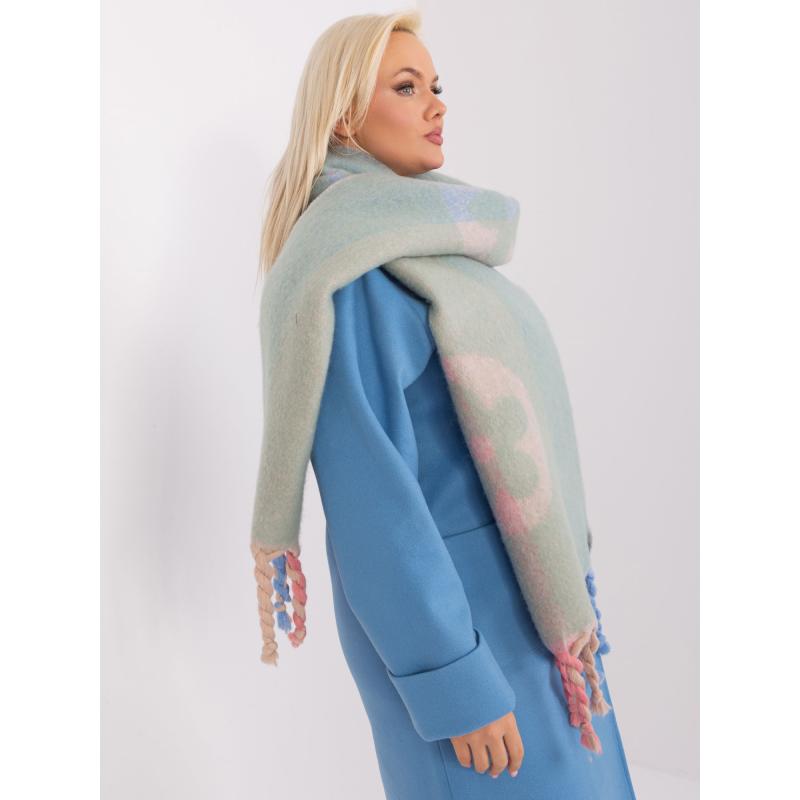 Női téli sál mintás KEW mentazöld