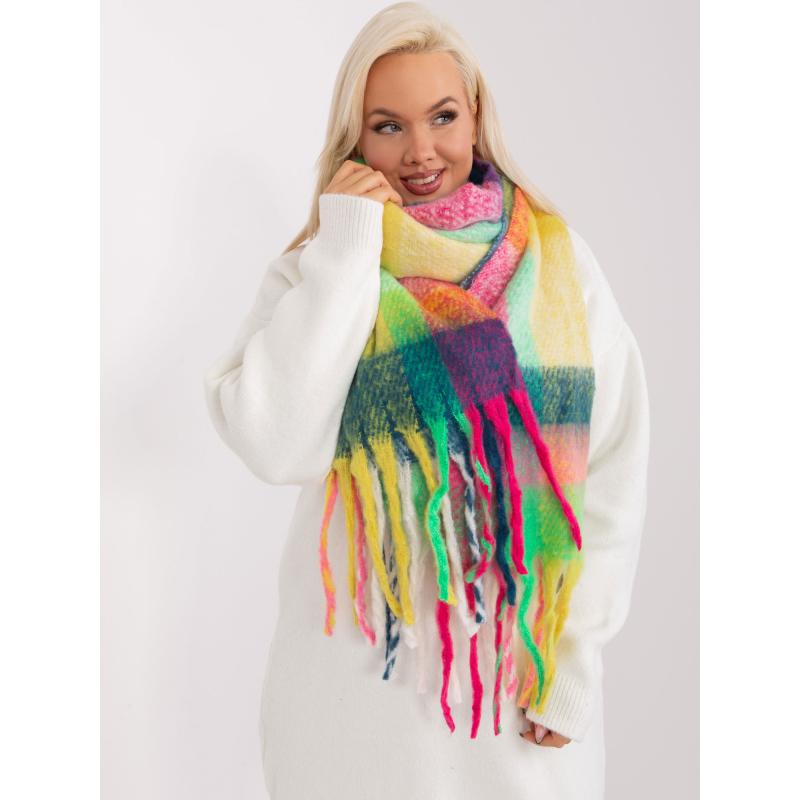 Dámská šála barevná kostkovaná MON růžovo-zelená 