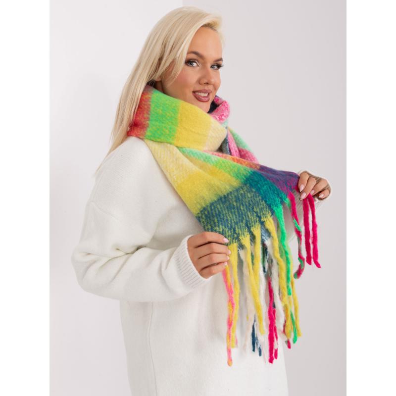 Dámská šála barevná kostkovaná MON růžovo-zelená 