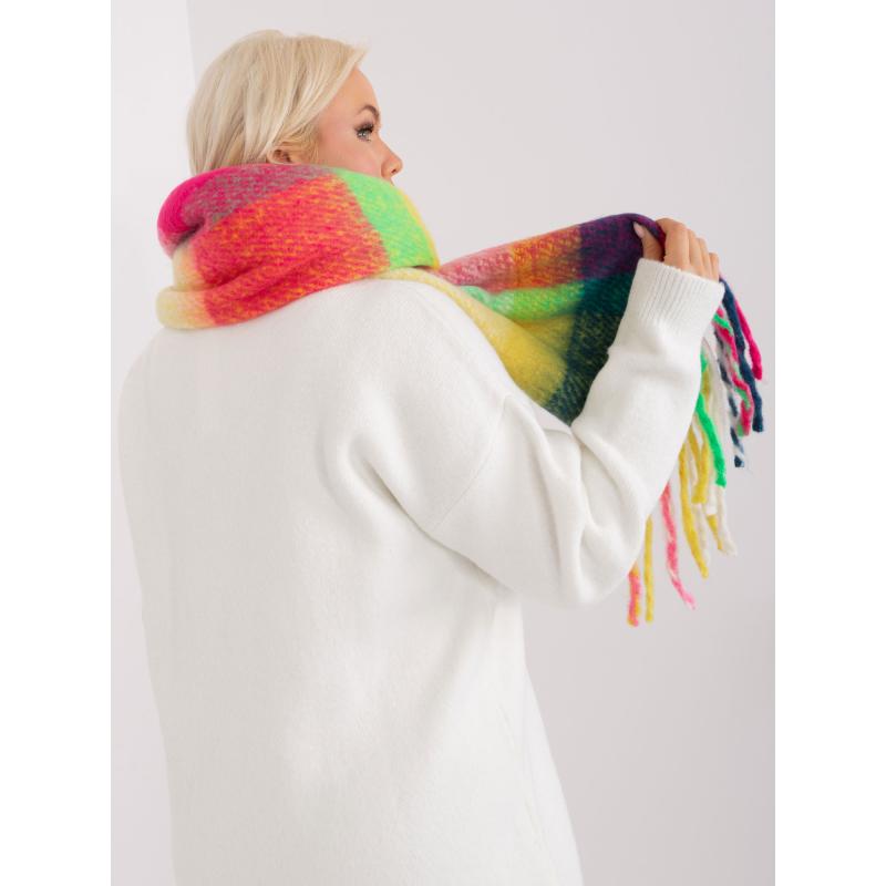 Dámská šála barevná kostkovaná MON růžovo-zelená 