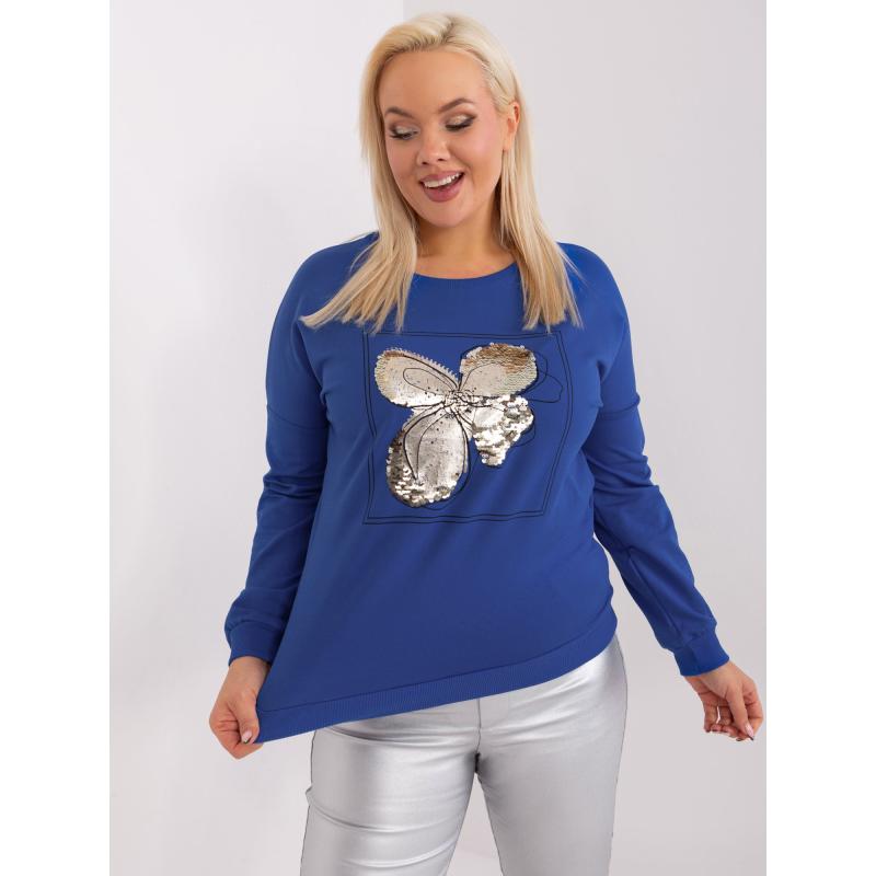 Dámská halenka plus size s aplikací PER kobaltová  