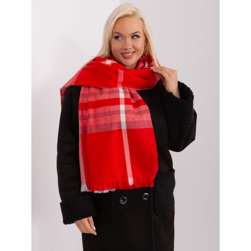 Dámský šátek se střapci PEH červeno-šedý 
