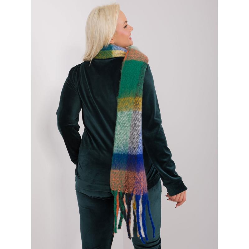 Dámská šála kostkovaná zimní PEC tmavě modrá a zelená 