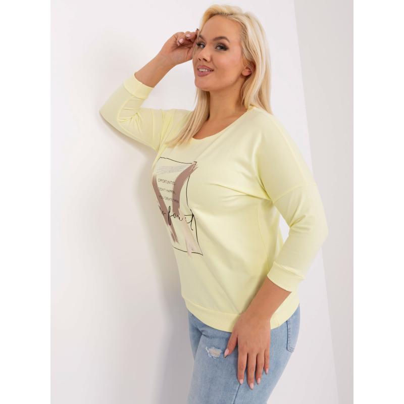 Dámská halenka plus size s kulatým výstřihem PEV světle žlutá  