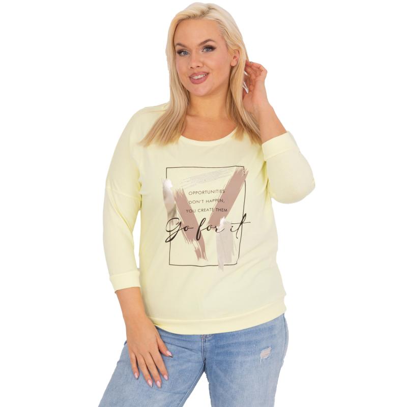Dámská halenka plus size s kulatým výstřihem PEV světle žlutá  