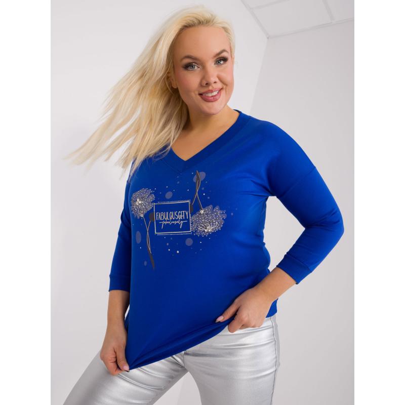 Dámská halenka plus size s aplikacemi DAM kobaltová  