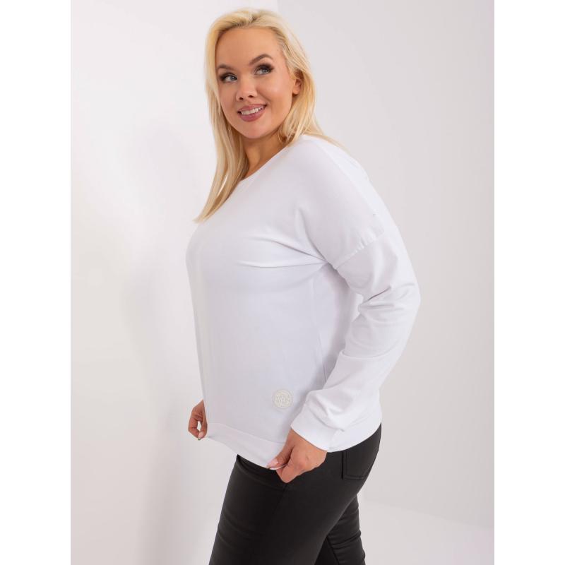 Dámská halenka plus size s kulatým výstřihem DAQ bílá  