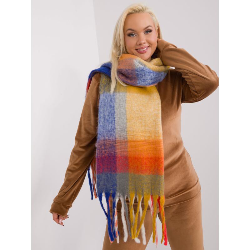 Dámská šála zimní kostkovaná MEU tmavě žluto-červená 