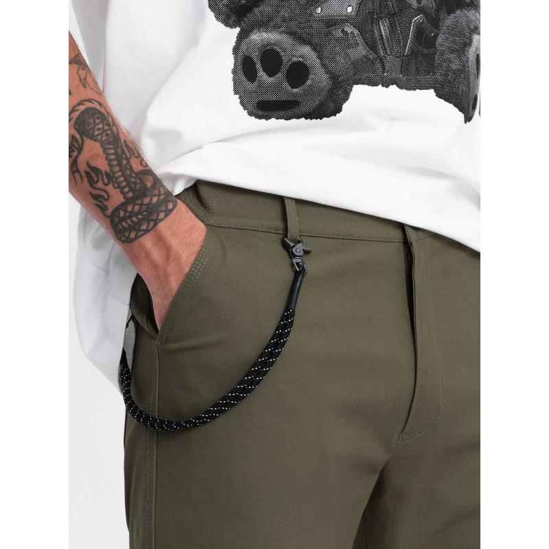 Pánské kalhoty s cargo kapsami V1 OM-PACG-0189 tmavě olivově zelené 