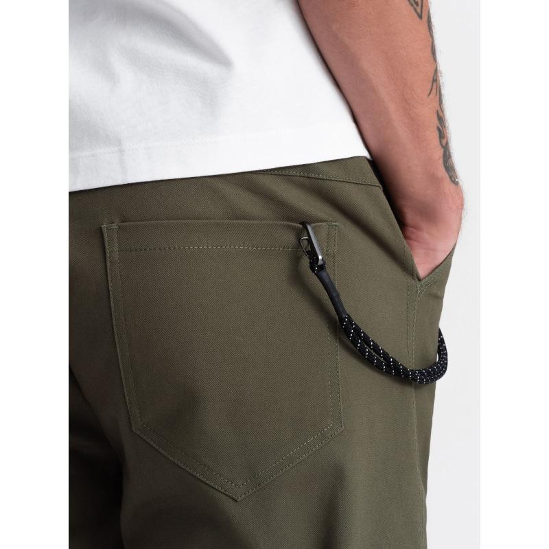 Pánské kalhoty s cargo kapsami V1 OM-PACG-0189 tmavě olivově zelené 