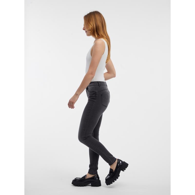 Šedé dámske džínsy skinny fit