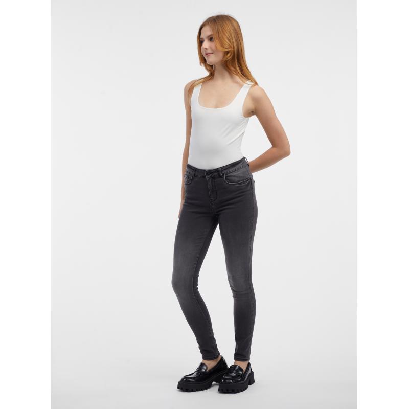 Šedé dámske džínsy skinny fit