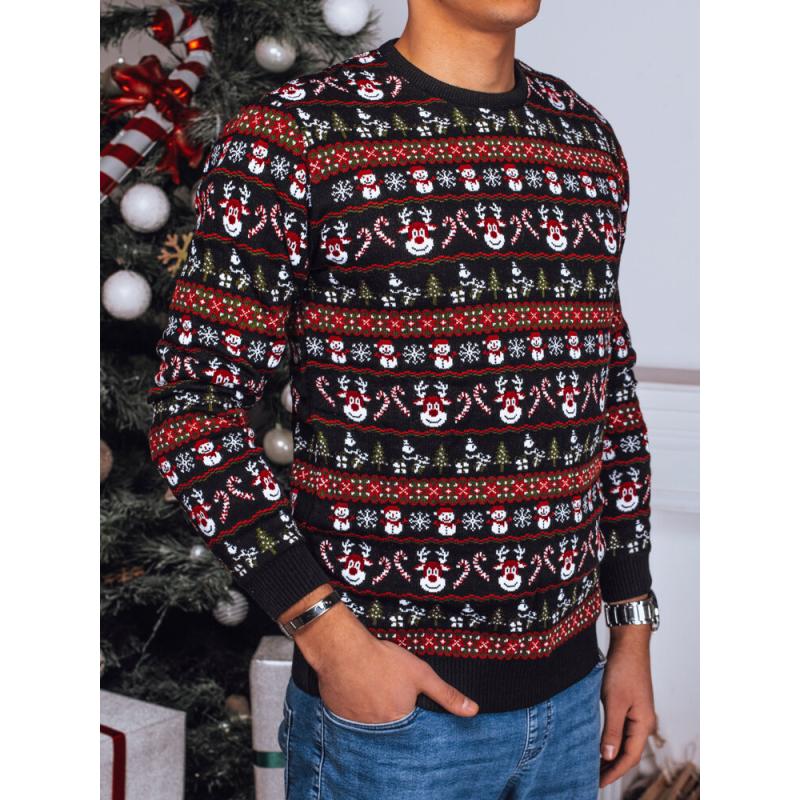 Férfi karácsonyi pulóver fekete