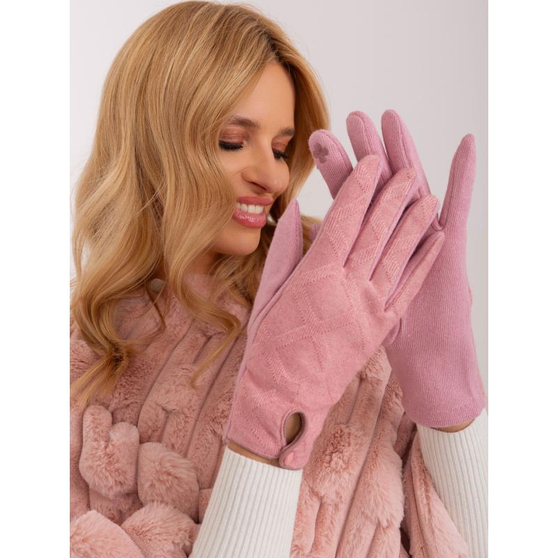 Dámske rukavice s ozdobnými gombíkmi POTA svetlo ružová
