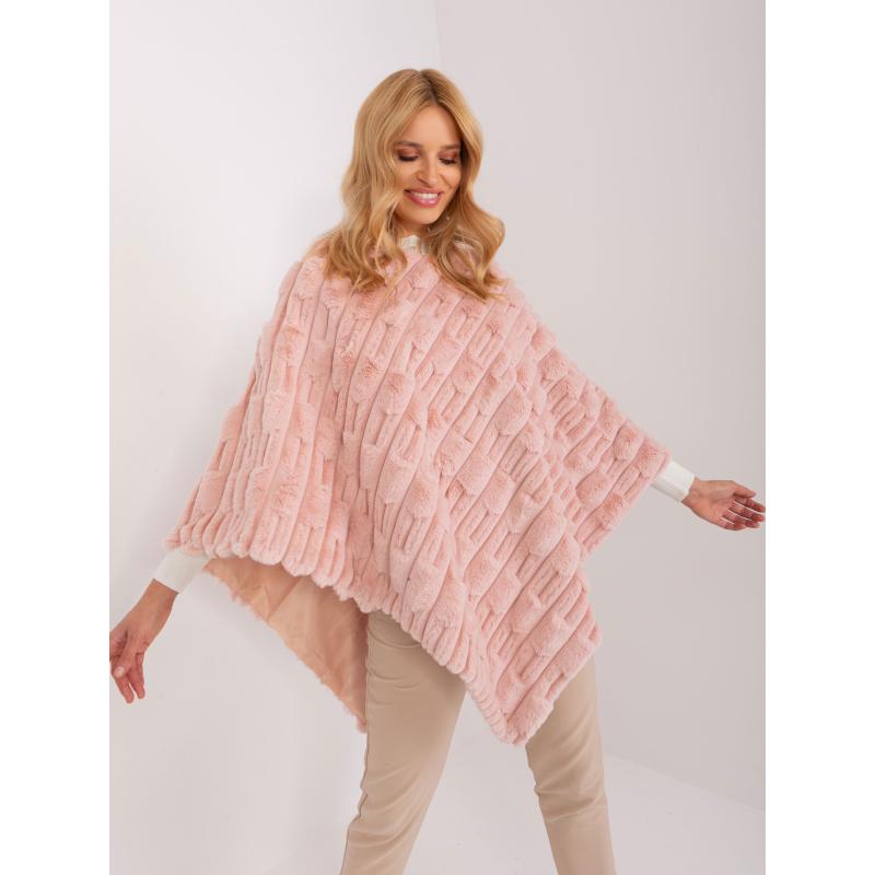 Dámské pončo z eko kůže světle růžové