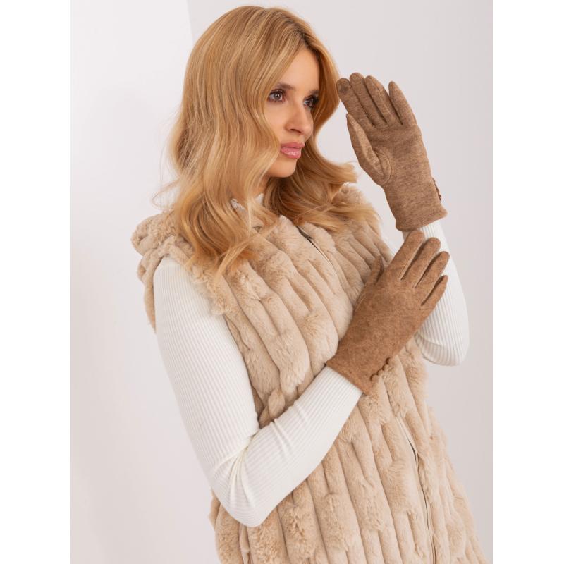 Dámské rukavice s knoflíky MIK hnědé