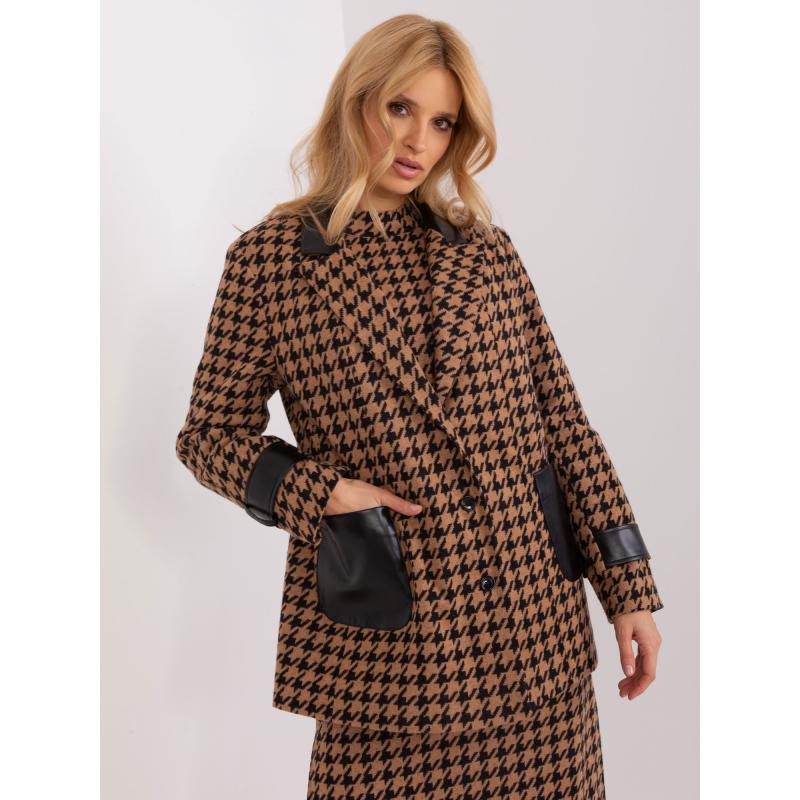 Dámská bunda s knoflíky MIO hnědo černá