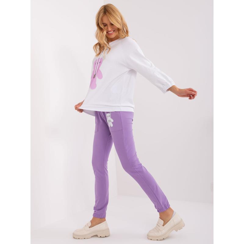 Női szett applikációval XIM ekrü-lila